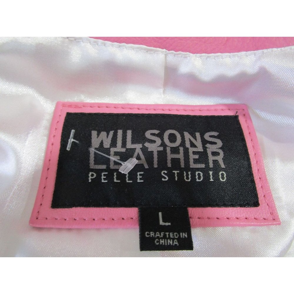 Pink Leather Two Button Lapel Flower Accent Jacket Bl;azer Wilson Ladies Large E - Picture 7 of 16